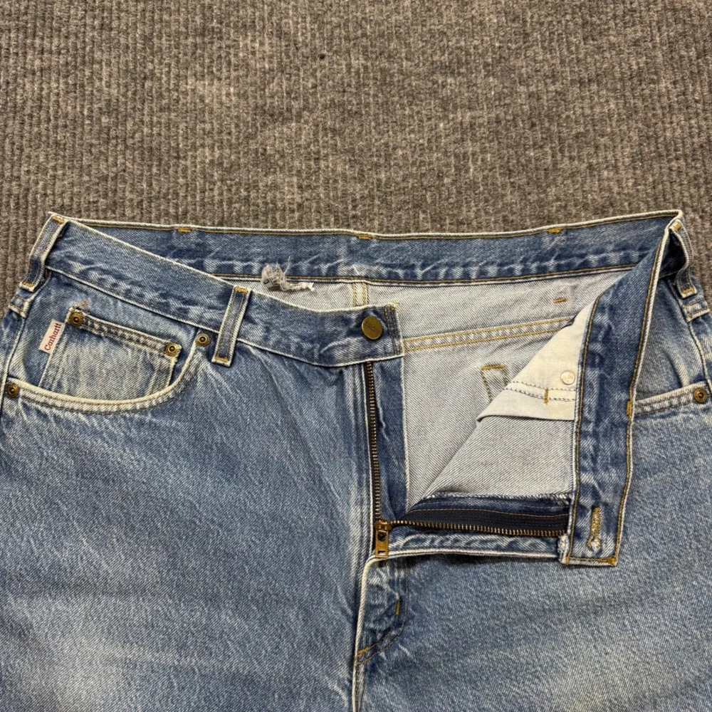 Carhartt Mens 38x26‎ Light Wash Jeans Straight Leg Workwear Denim